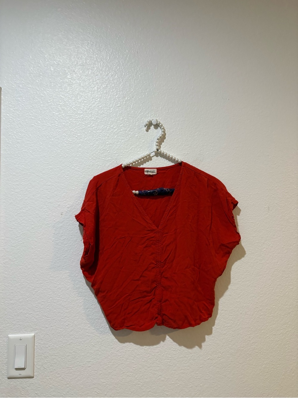 Field Day California Red V-Neck Short Sleeve Top